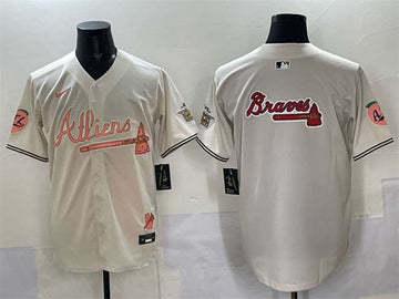 Team Big Logo Atlanta Braves cream jersey