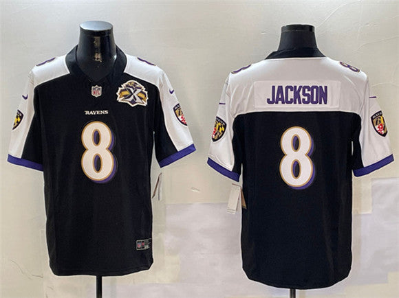 Lamar Jackson Baltimore Ravens black-white Throwback jersey