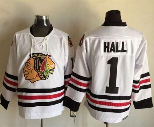 Glenn Hall Chicago Blackhawks white Throwback jersey