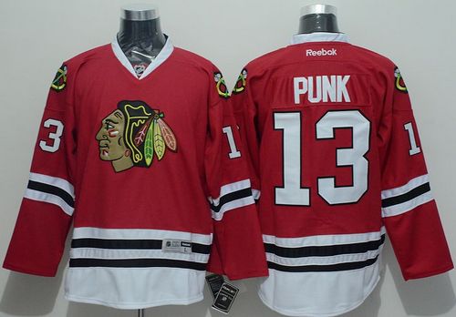 CM Punk Chicago Blackhawks red jersey