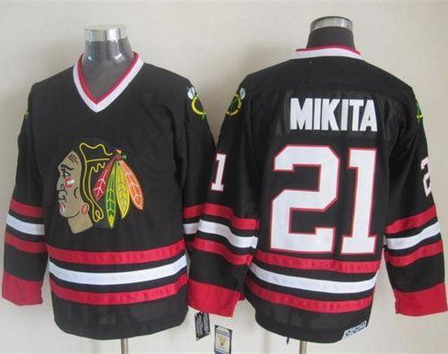 Stan Mikita Chicago Blackhawks black Throwback jersey