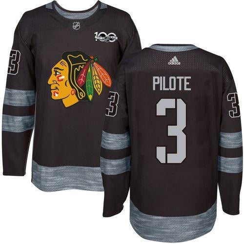 Pierre Pilote Chicago Blackhawks black jersey