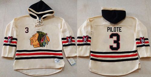 Pierre Pilote Chicago Blackhawks cream jersey