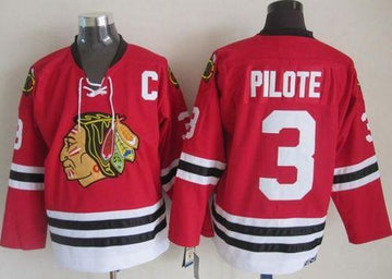 Pierre Pilote Chicago Blackhawks red Throwback jersey