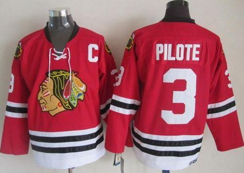 Pierre Pilote Chicago Blackhawks red Throwback jersey