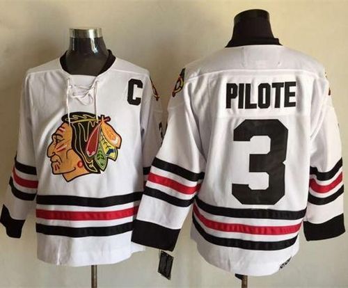Pierre Pilote Chicago Blackhawks white Throwback jersey