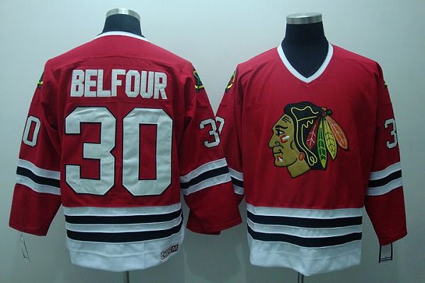 ED Belfour Chicago Blackhawks red Throwback jersey