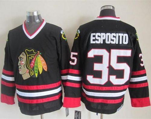 Tony Esposito Chicago Blackhawks black Throwback jersey