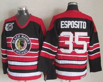 Tony Esposito Chicago Blackhawks red-black jersey