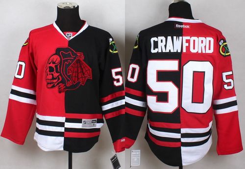 Corey Crawford Chicago Blackhawks red-black Split jersey