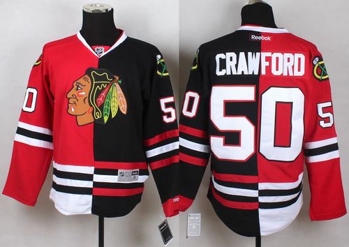 Corey Crawford Chicago Blackhawks red-black Split jersey