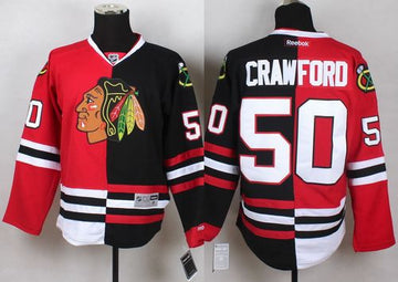 Corey Crawford Chicago Blackhawks red-black Split jersey