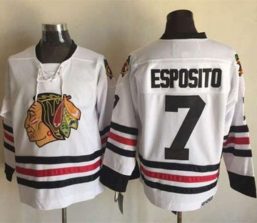 Tony Esposito Chicago Blackhawks white Throwback jersey
