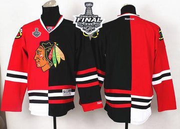 Custom Chicago Blackhawks red-black Split jersey