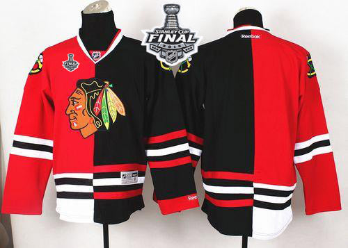 Custom Chicago Blackhawks red-black Split jersey