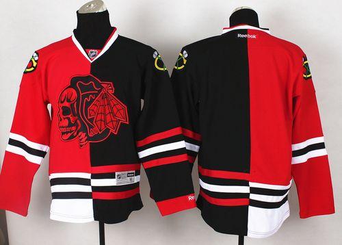 Custom Chicago Blackhawks red-black Split jersey
