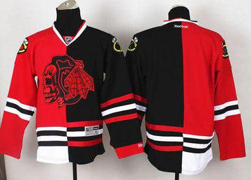 Custom Chicago Blackhawks red-black Split jersey