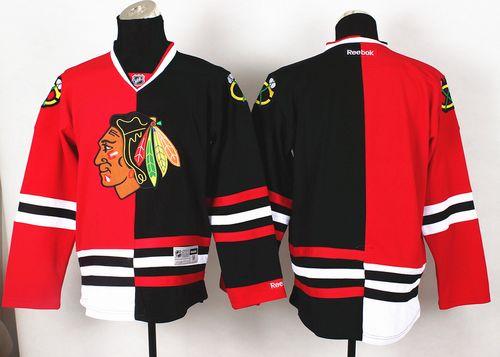 Custom Chicago Blackhawks red-black Split jersey