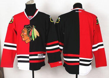 Custom Chicago Blackhawks red-black Split jersey
