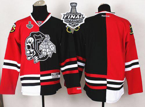 Custom Chicago Blackhawks red-black Split jersey
