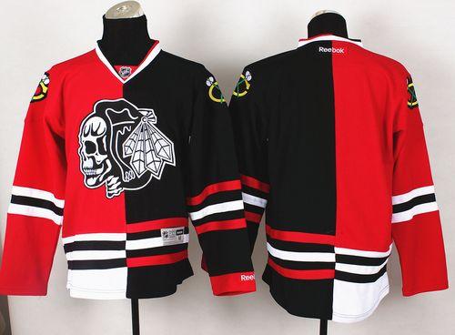 Custom Chicago Blackhawks red-black Split jersey