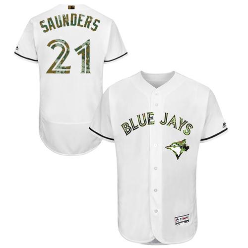 Michael Saunders Toronto Blue Jays white Authentic jersey