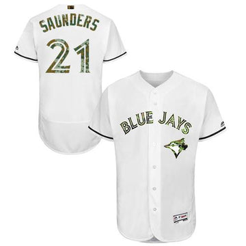Michael Saunders Toronto Blue Jays white Authentic jersey