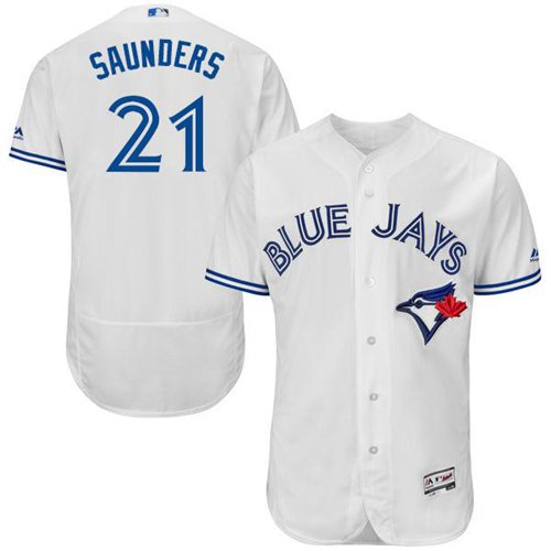 Michael Saunders Toronto Blue Jays white Authentic jersey
