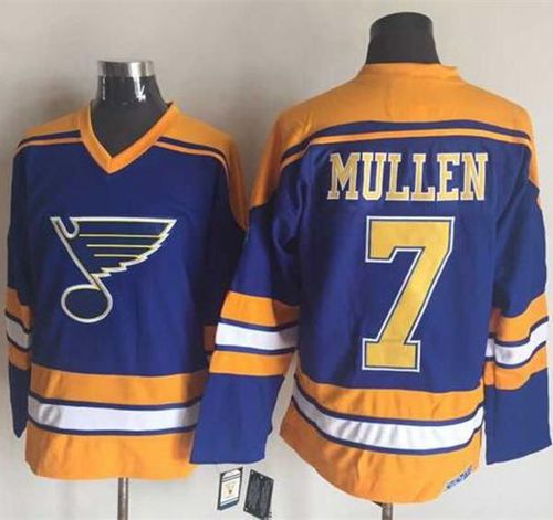 Joe Mullen St. Louis Blues blue-yellow Throwback jersey
