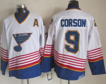 Shayne Corson White-Light St. Louis Blues blue Throwback jersey
