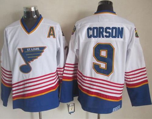 Shayne Corson White-Light St. Louis Blues blue Throwback jersey