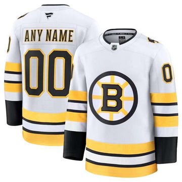 Custom Boston Bruins white Away jersey