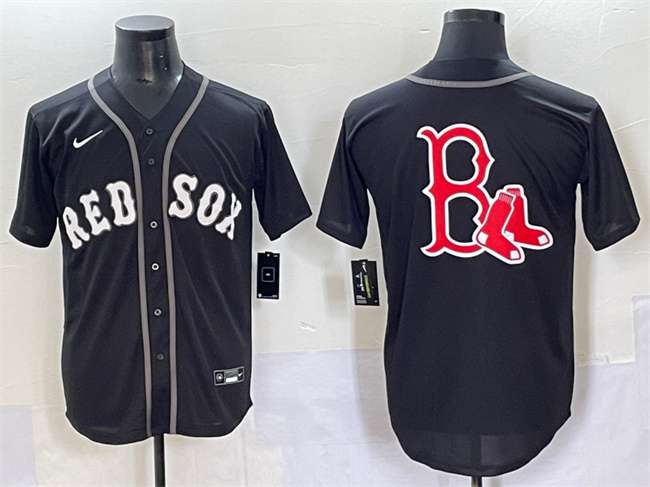 Team Big Logo Boston Red Sox black Lights Out jersey