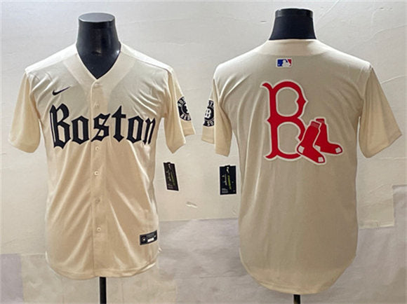 Team Big Logo Boston Red Sox cream jersey