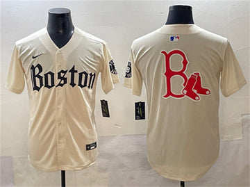 Team Big Logo Boston Red Sox cream jersey