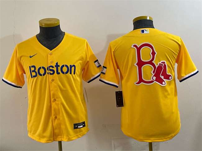 Team Big Logo Boston Red Sox gold City Connect jersey