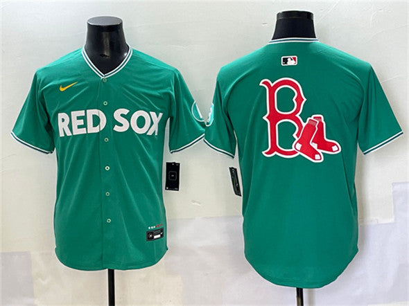 Team Big Logo Boston Red Sox green City Connect jersey