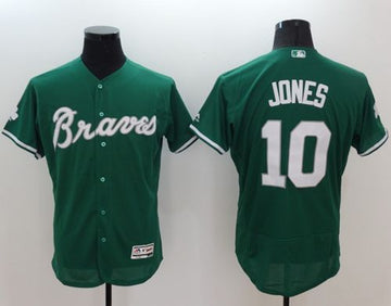 Chipper Jones Atlanta Braves green Authentic jersey