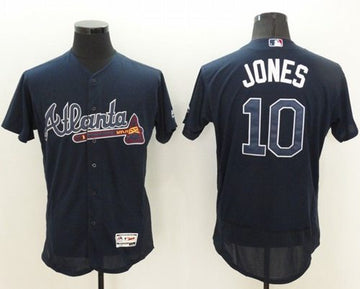 Chipper Jones Atlanta Braves navy Authentic jersey