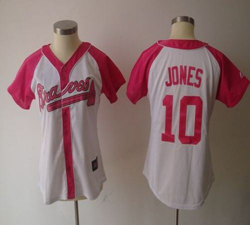 Chipper Jones Atlanta Braves white-pink Fashion jersey