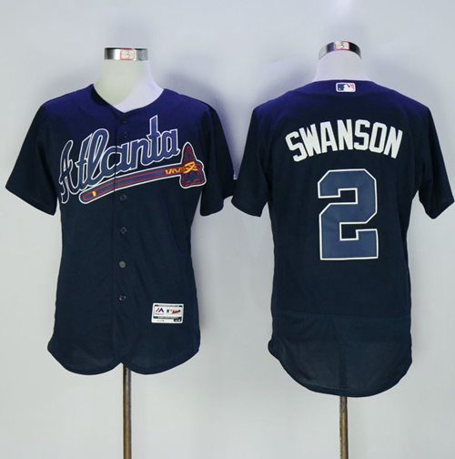 Dansby Swanson Atlanta Braves navy Authentic jersey