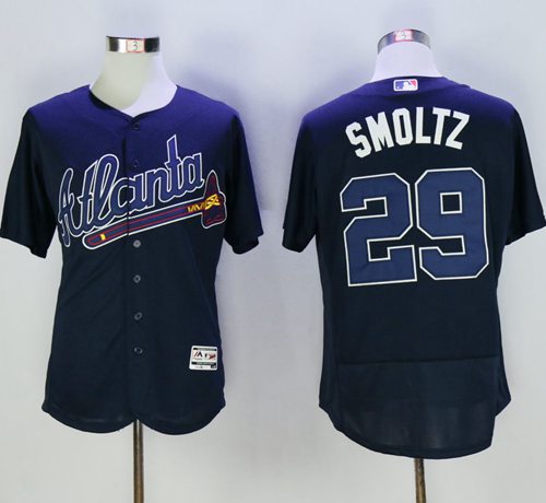 John Smoltz Atlanta Braves navy Authentic jersey