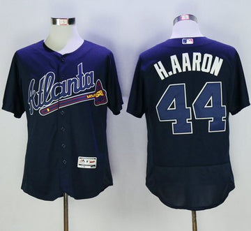 Hank Aaron Atlanta Braves navy Authentic jersey