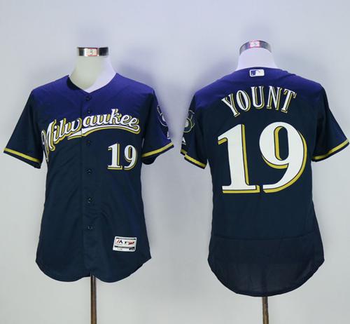Robin Yount Milwaukee Brewers navy Authentic jersey