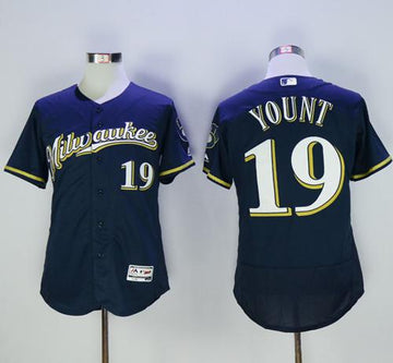 Robin Yount Milwaukee Brewers navy Authentic jersey