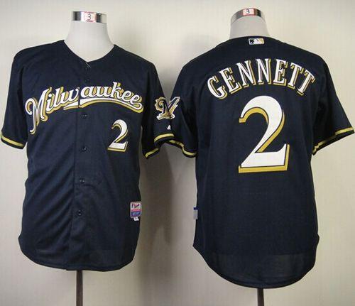Scooter Gennett Milwaukee Brewers navy Alternate jersey