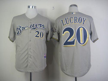 Jonathan Lucroy Milwaukee Brewers grey jersey