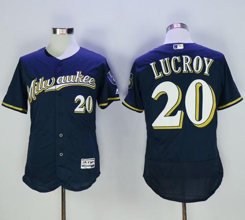 Jonathan Lucroy Milwaukee Brewers navy Authentic jersey