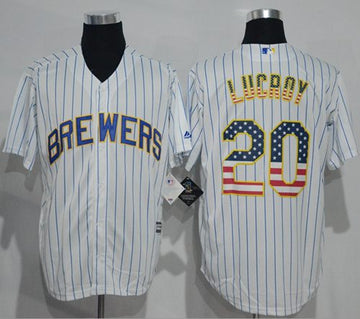 Jonathan Lucroy Milwaukee Brewers white Fashion jersey