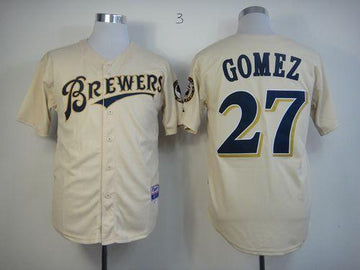 Carlos Gomez Milwaukee Brewers cream jersey